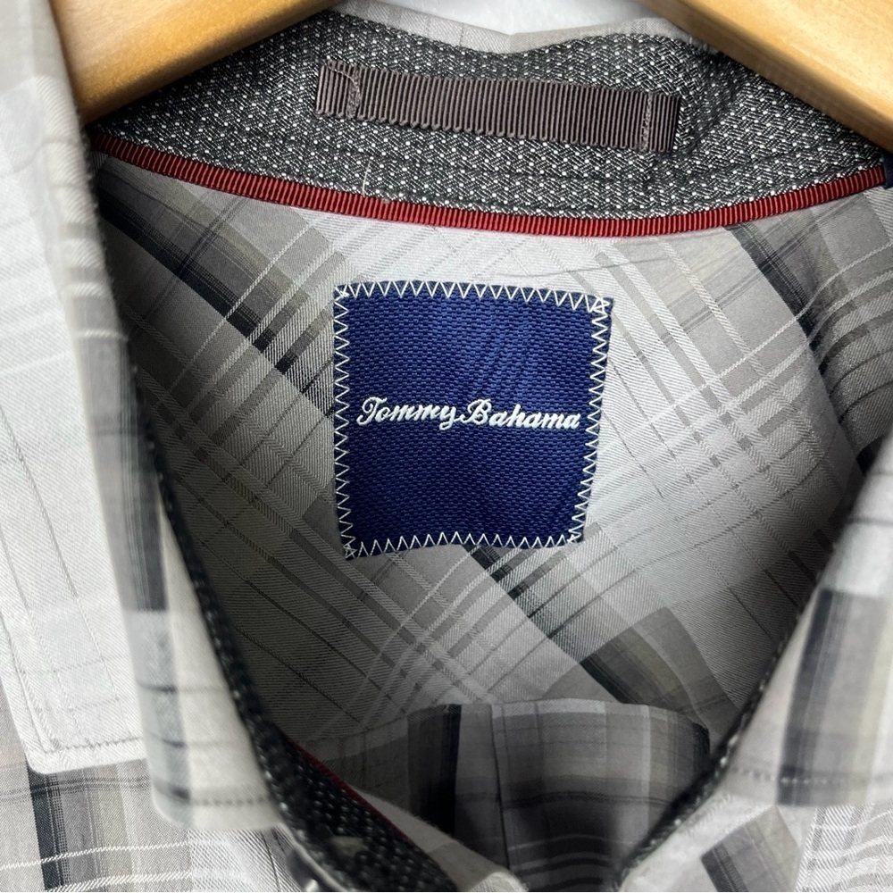 Tommy Bahama Shadow Ridge Plaid Button Down Shirt Gray Size XL Long Sleeve - Picture 4 of 7